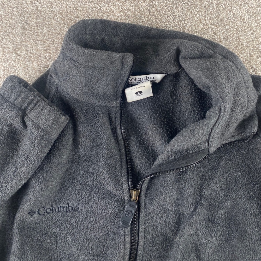 Columbia Womens L Benton Springs Full Zip Fleece Jacket Charcoal Gray XL6185